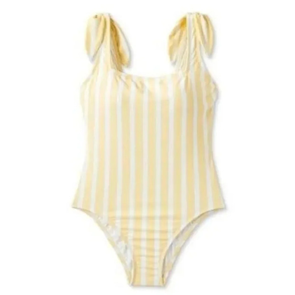 NWT Kona Sol Women's Striped Square Neck 1 PC Swimsuit L 12-14 - Picture 3 of 8